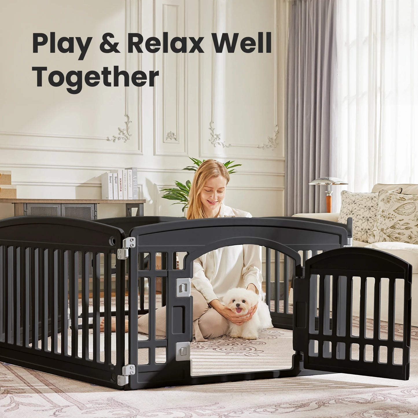 Hign-concerned Dog Playpen Indoor Outdoor Folding Portable