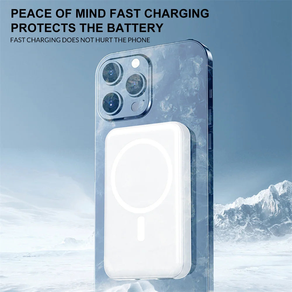 Magnetic Wireless 10000mAh Power Bank 15W Built In Cable