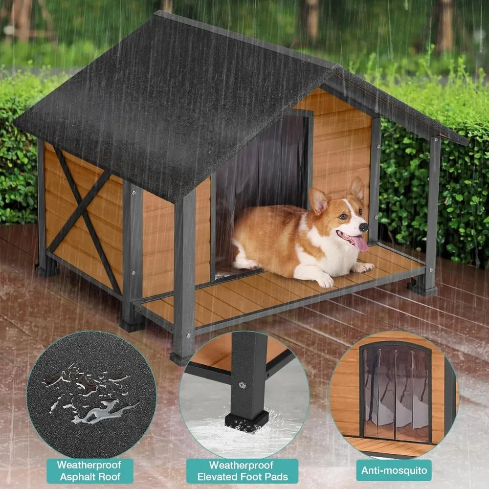 Guangbai Outdoor Dog House Weatherproof Wooden Shelter
