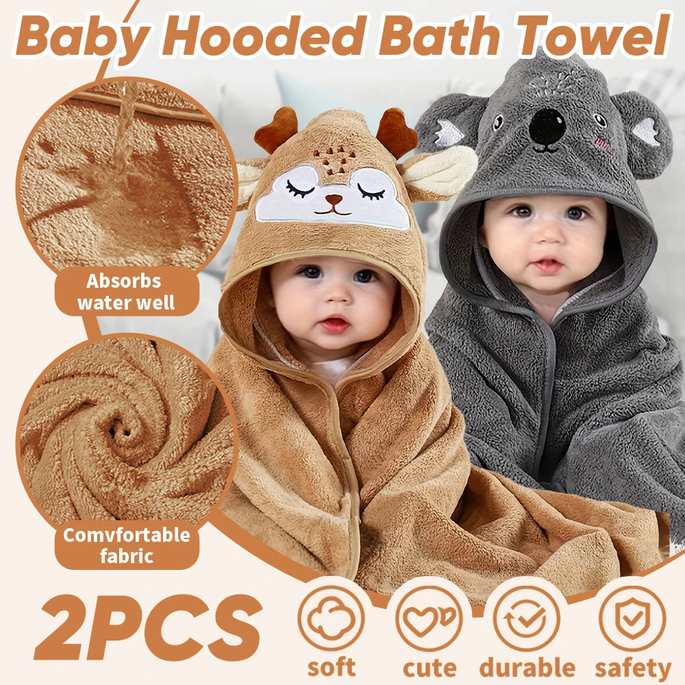 Soft Hooded Baby Towels for Newborns and Toddlers Cartoon Pattern