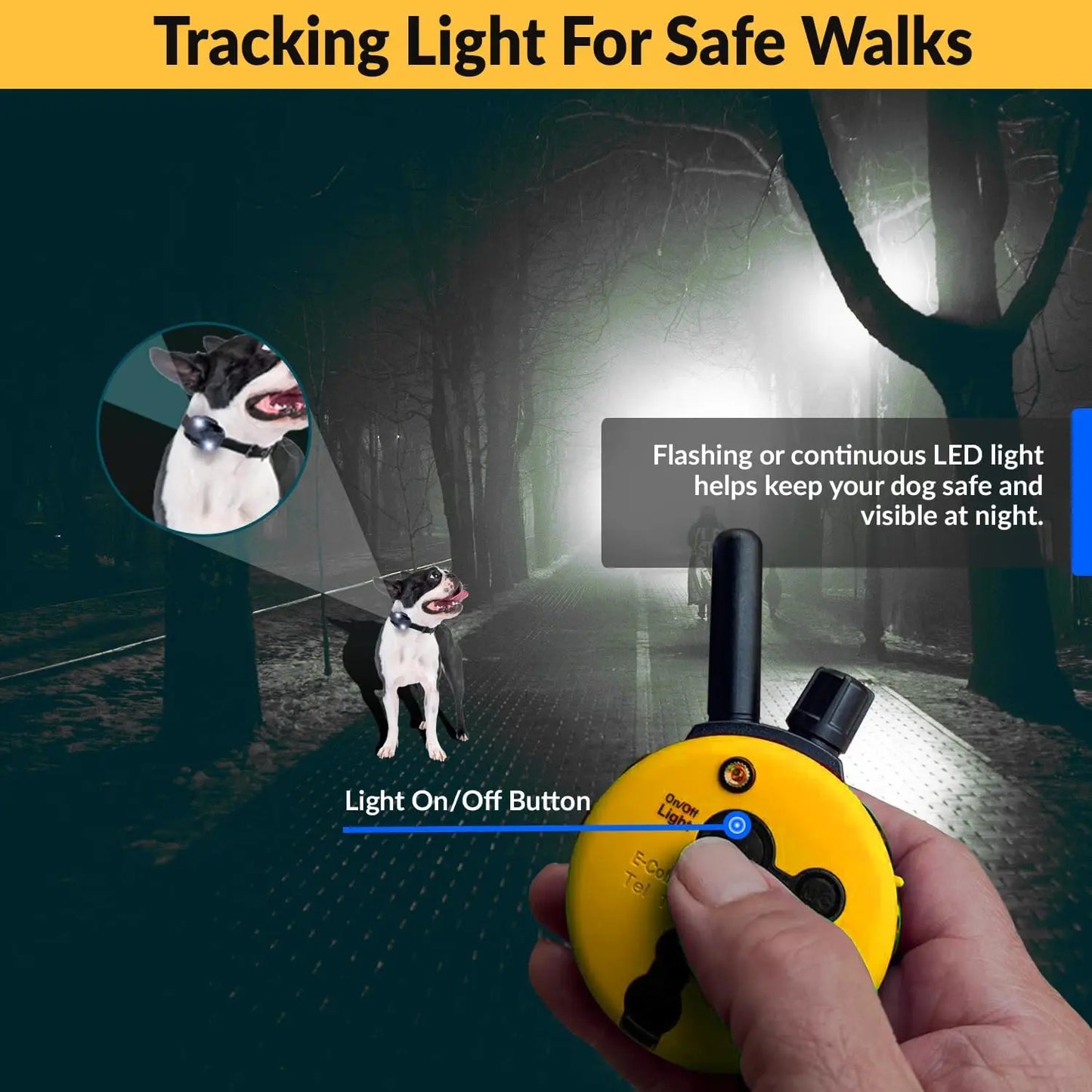 Humane Dog Training Collar With Remote 100 Levels Night Light