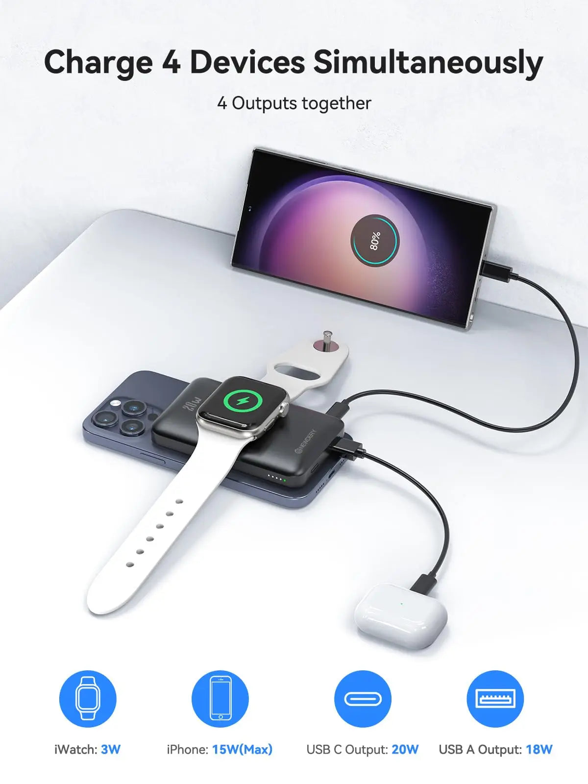 Newdery 10000mAh Magnetic Wireless Power Bank Apple Watch