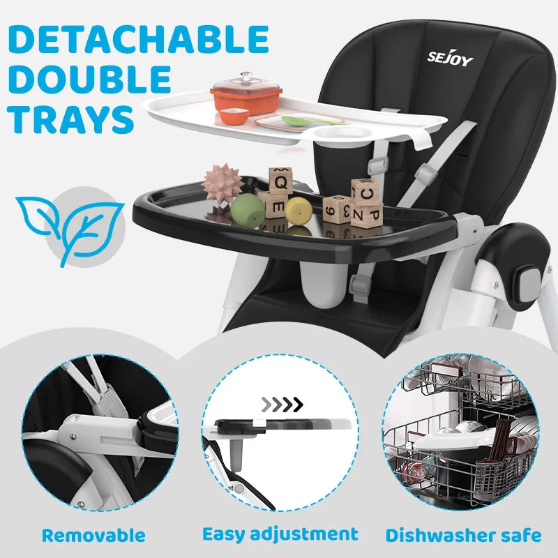 Sejoy Foldable High Chair for Infants and Toddlers Portable
