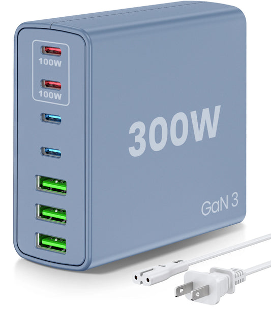 Iseyyox 7 Port USB C Charger 300W PPS PD Laptop Hub