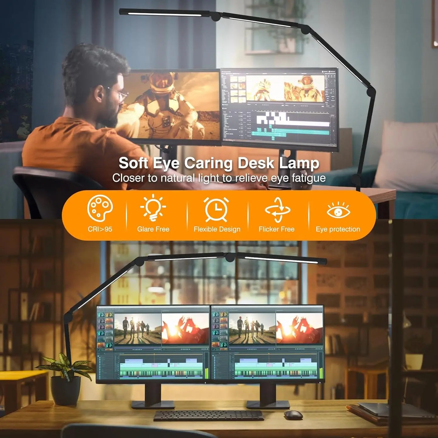 Aiopp LED Desk Lamp with Clip and Flexible Multi-Angle Design