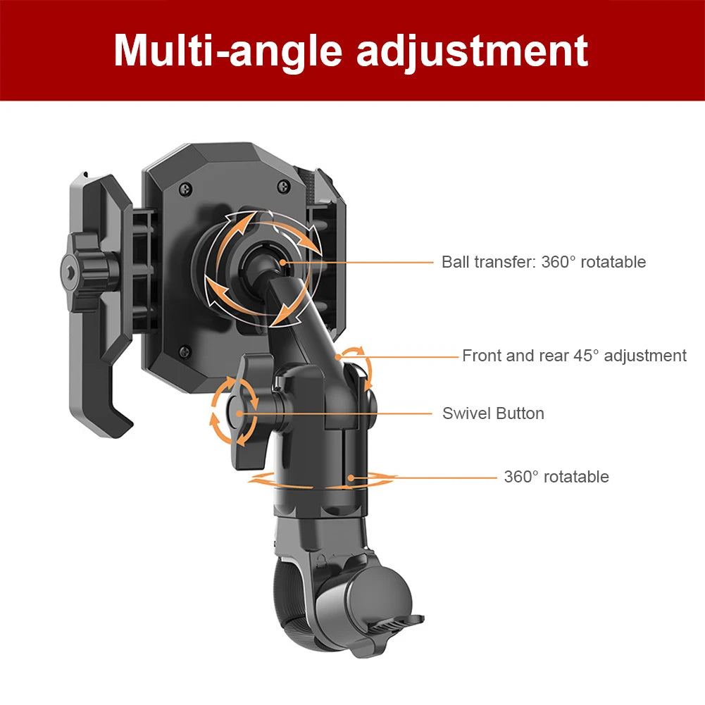 ALLOYSEED Motorcycle Phone Mount 360 Rotation Clip Holder