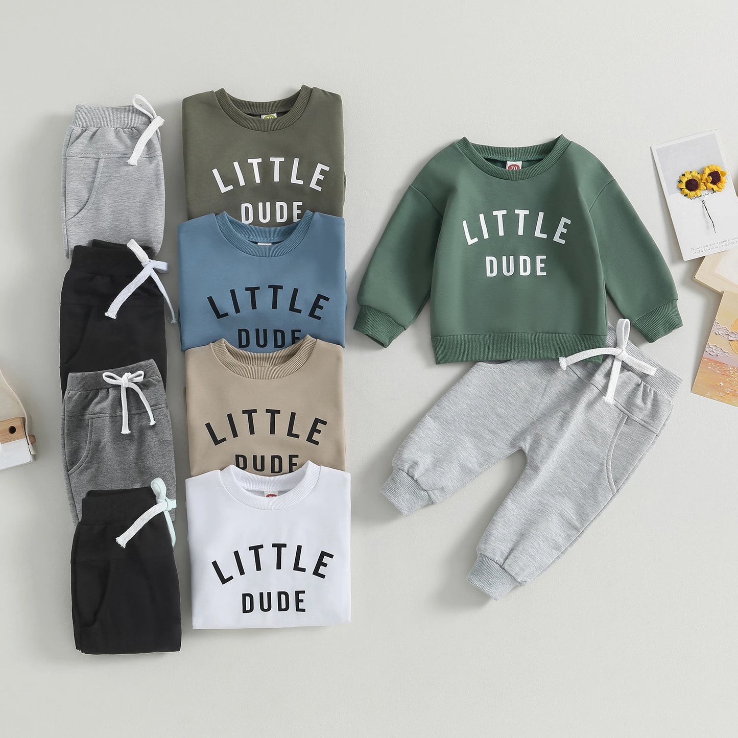 Citgeett Autumn Toddler Boys Letter Print Sweatshirt Set