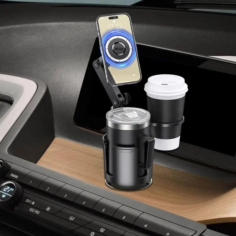 Tmddotda Car Cup Holder Phone Mount Dual Cup Holders