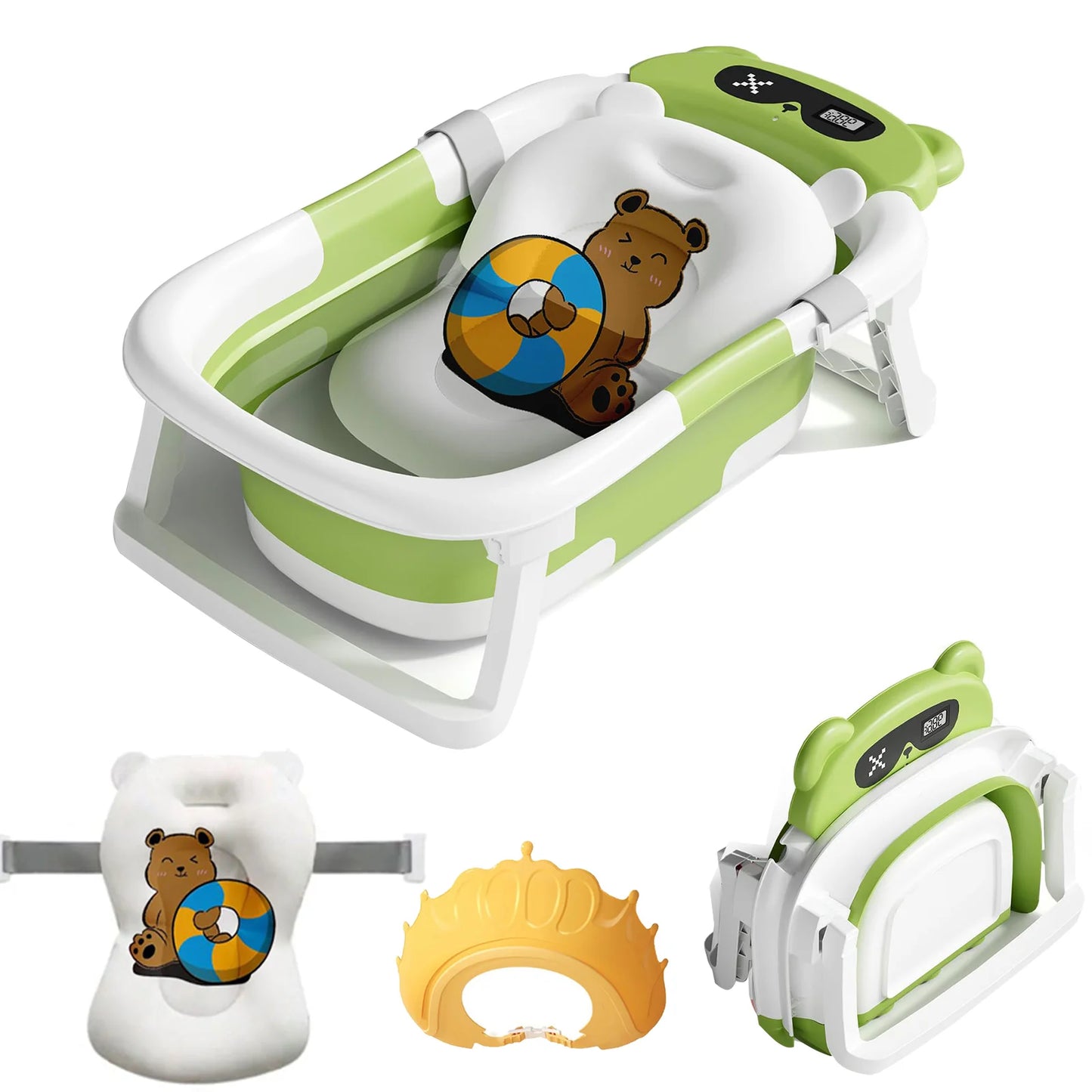 Baby Bath Tub with Bath Cushion and Thermometer