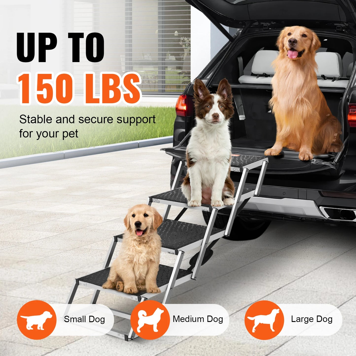 SucceBuy Dog Car Stair Folding Portable Pet Steps Lite