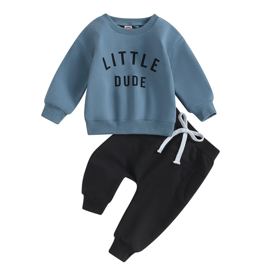 Citgeett Autumn Toddler Boys Letter Print Sweatshirt Set