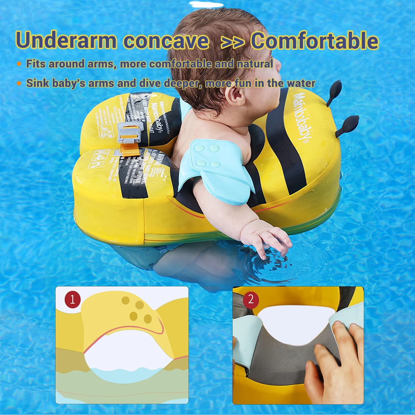 Mambobaby Baby Float With Sunshade And Safe Crotch Strap