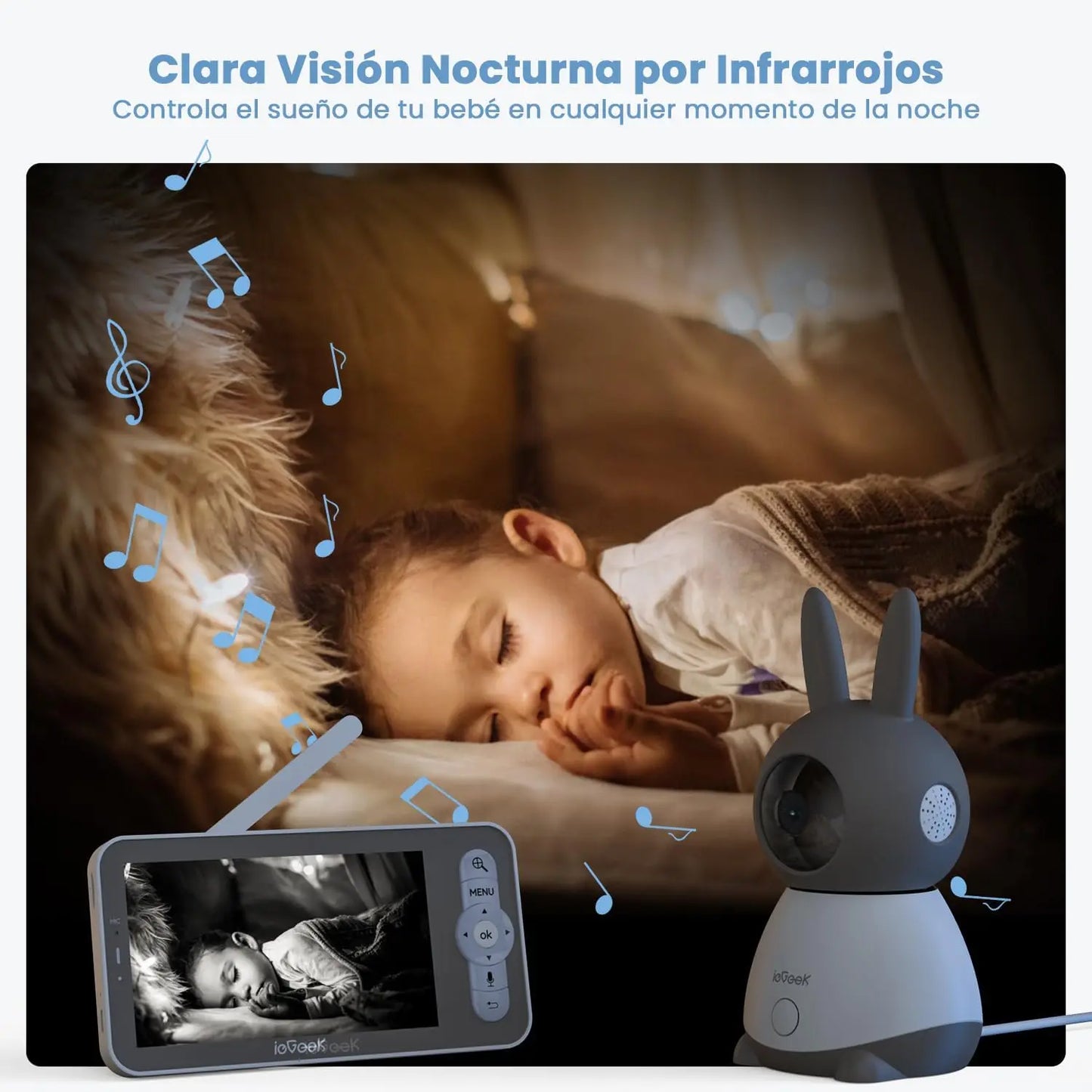 IEGEEK Baby Surveillance Camera 2K 3MP PTZ Dual Screen