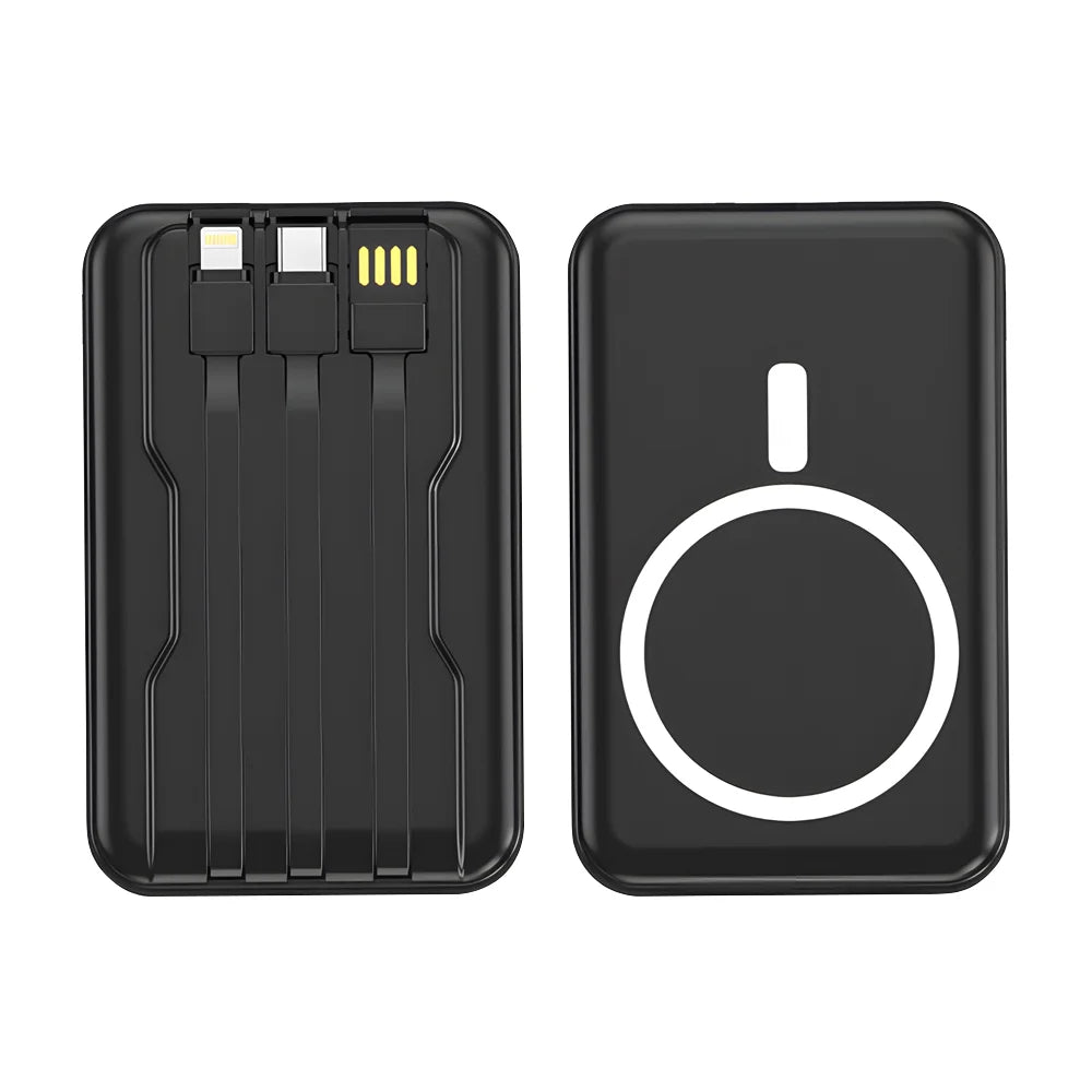 Magnetic Wireless 10000mAh Power Bank 15W Built In Cable
