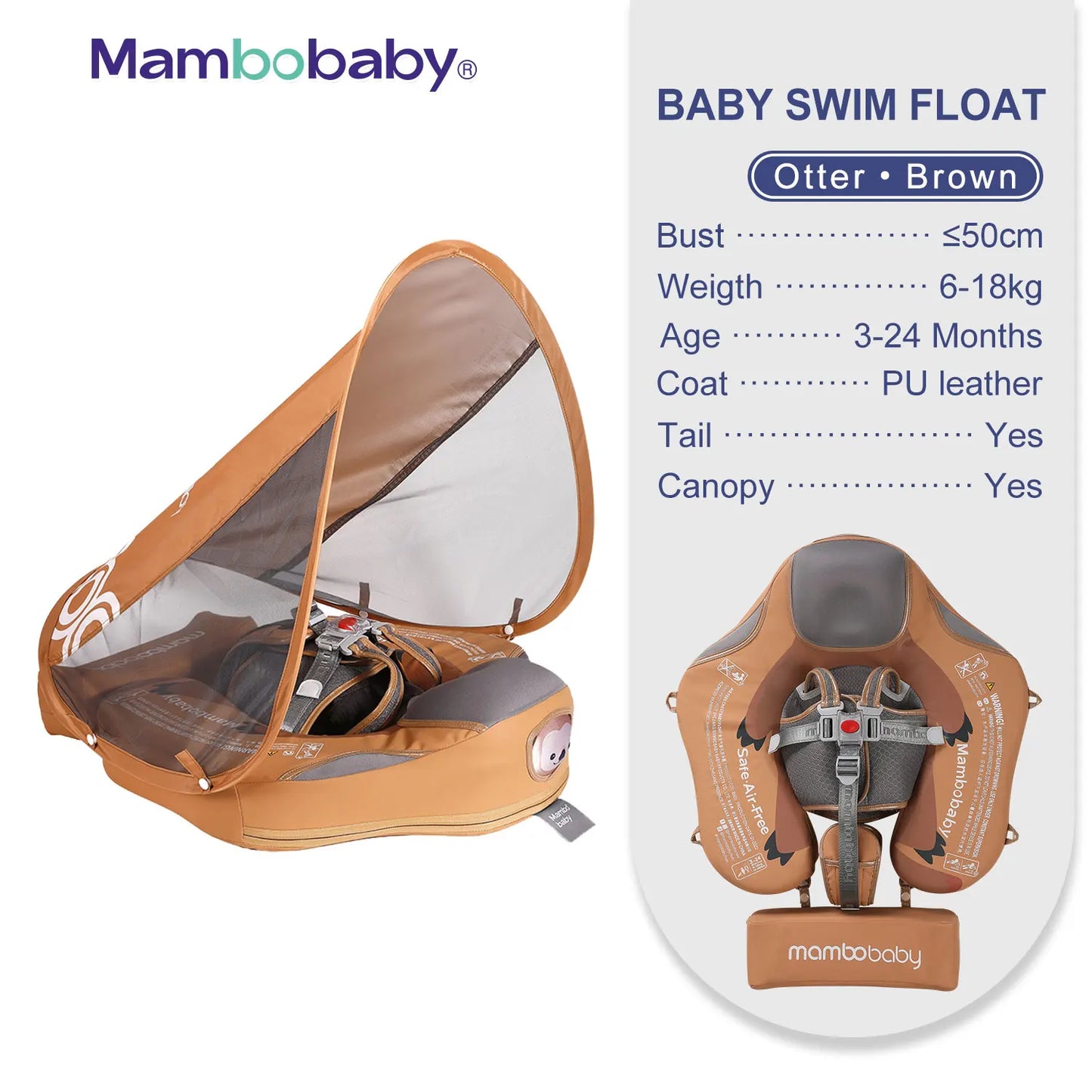 Mambobaby Baby Float With Sunshade Canopy And Crotch Strap