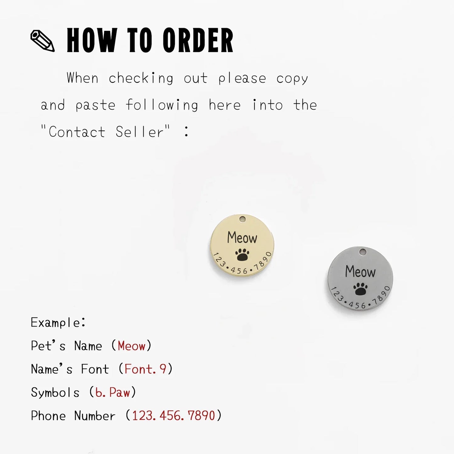 Custom Engraved Pet ID Tag For Dog Cat MW001 Chainlink