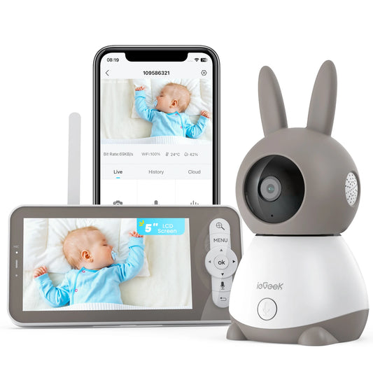 IEGEEK Baby Surveillance Camera 2K 3MP PTZ Dual Screen