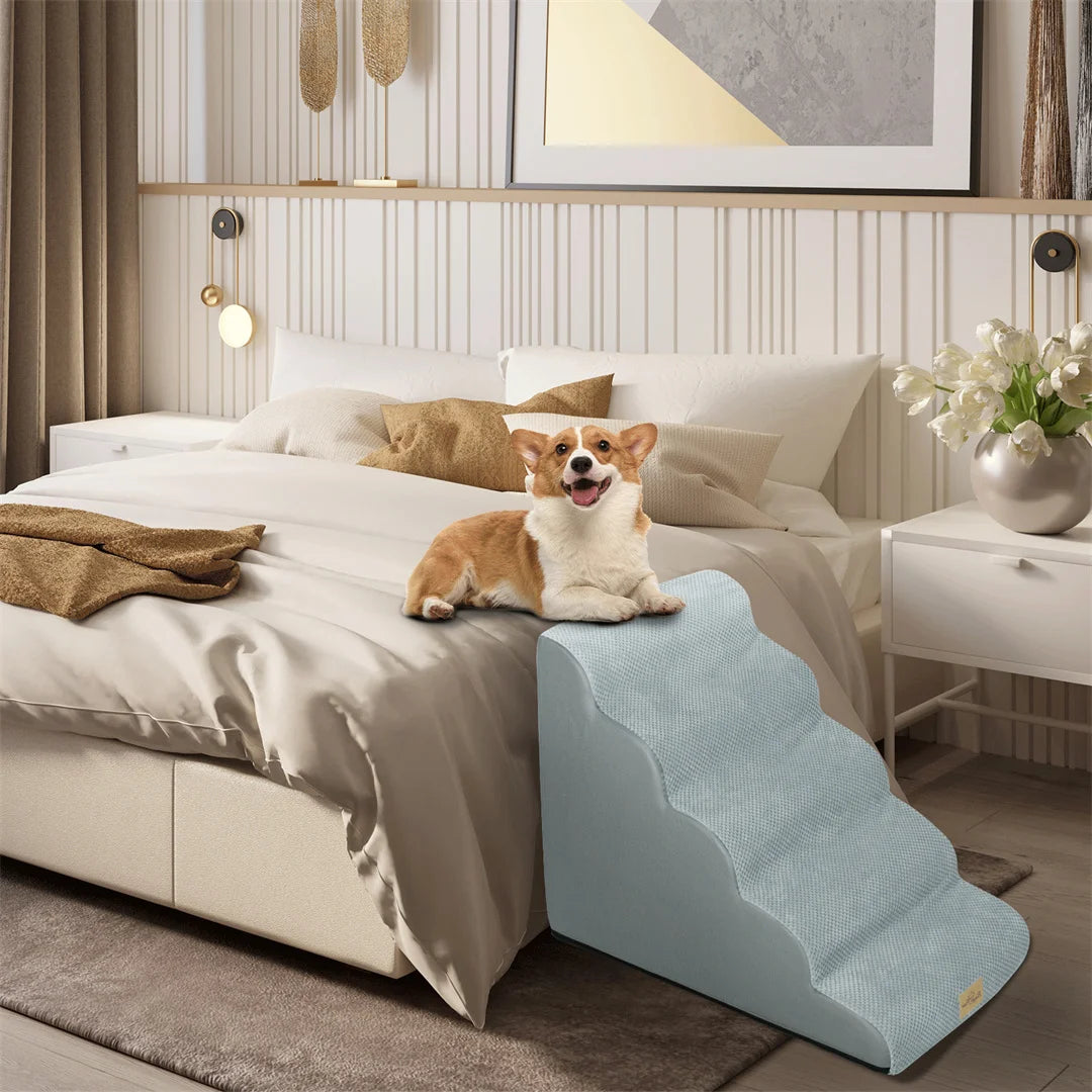 Dog Door Pet Stairs For High Beds With Washable Cover