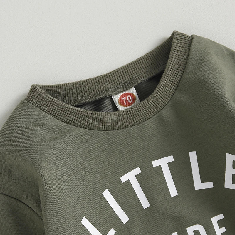 Citgeett Autumn Toddler Boys Letter Print Sweatshirt Set