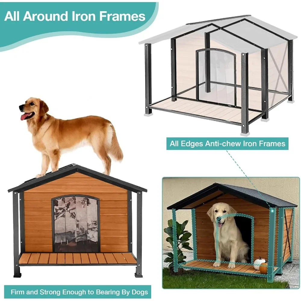 Guangbai Outdoor Dog House Weatherproof Wooden Shelter