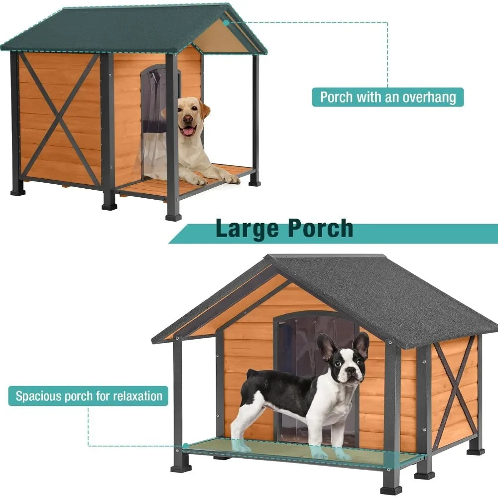Guangbai Outdoor Dog House Weatherproof Wooden Shelter
