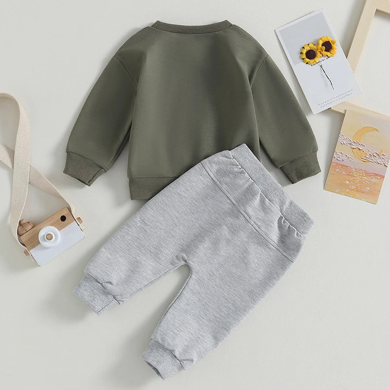 Citgeett Autumn Toddler Boys Letter Print Sweatshirt Set