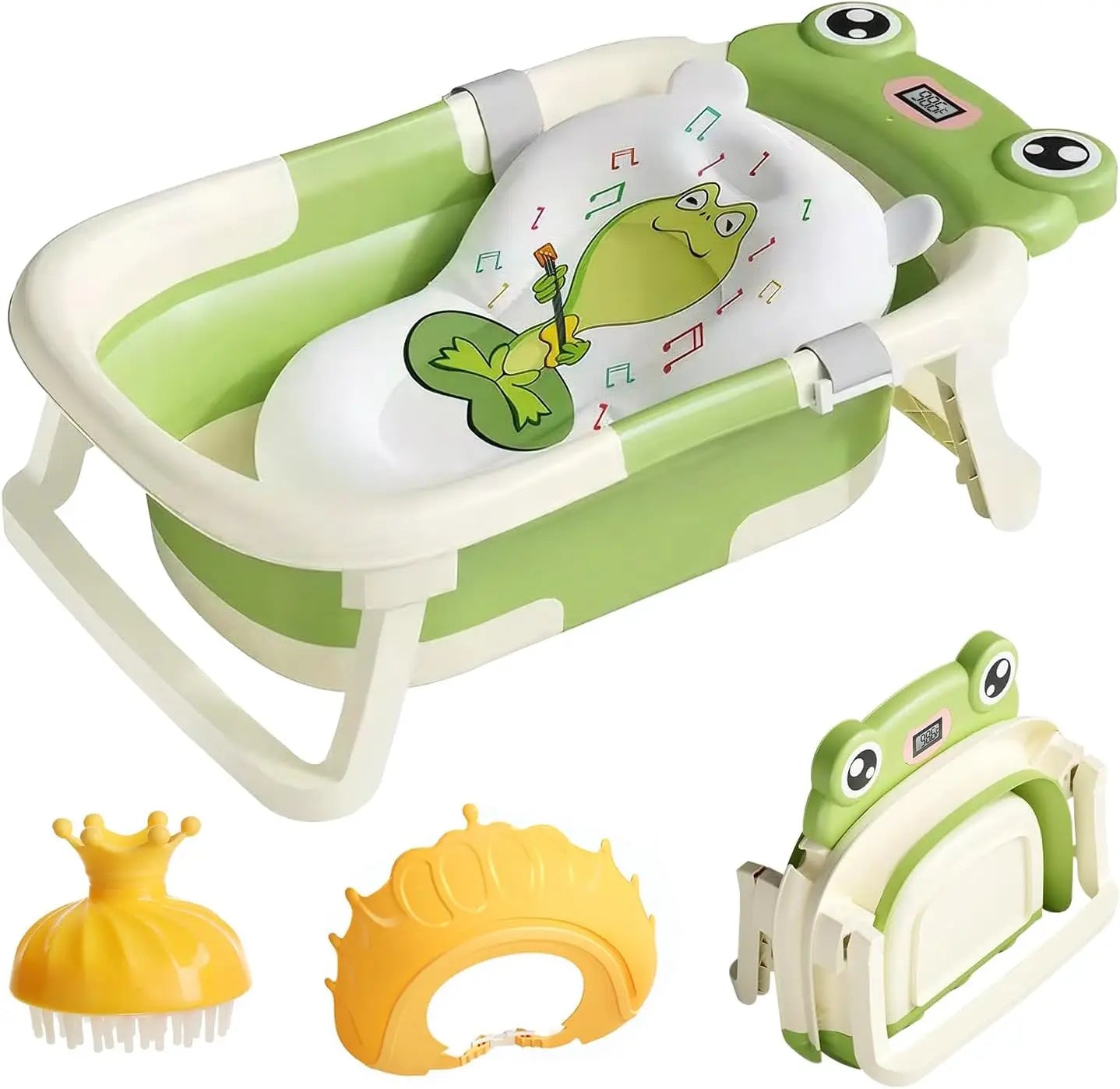 Baby Bath Tub with Bath Cushion and Thermometer