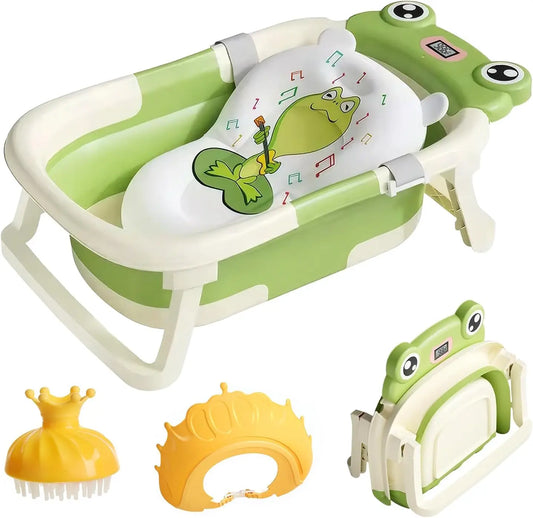 Baby Bath Tub with Bath Cushion and Thermometer
