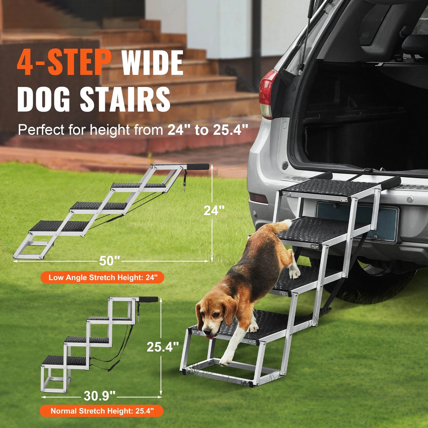 SucceBuy Dog Car Stair Folding Portable Pet Steps Lite