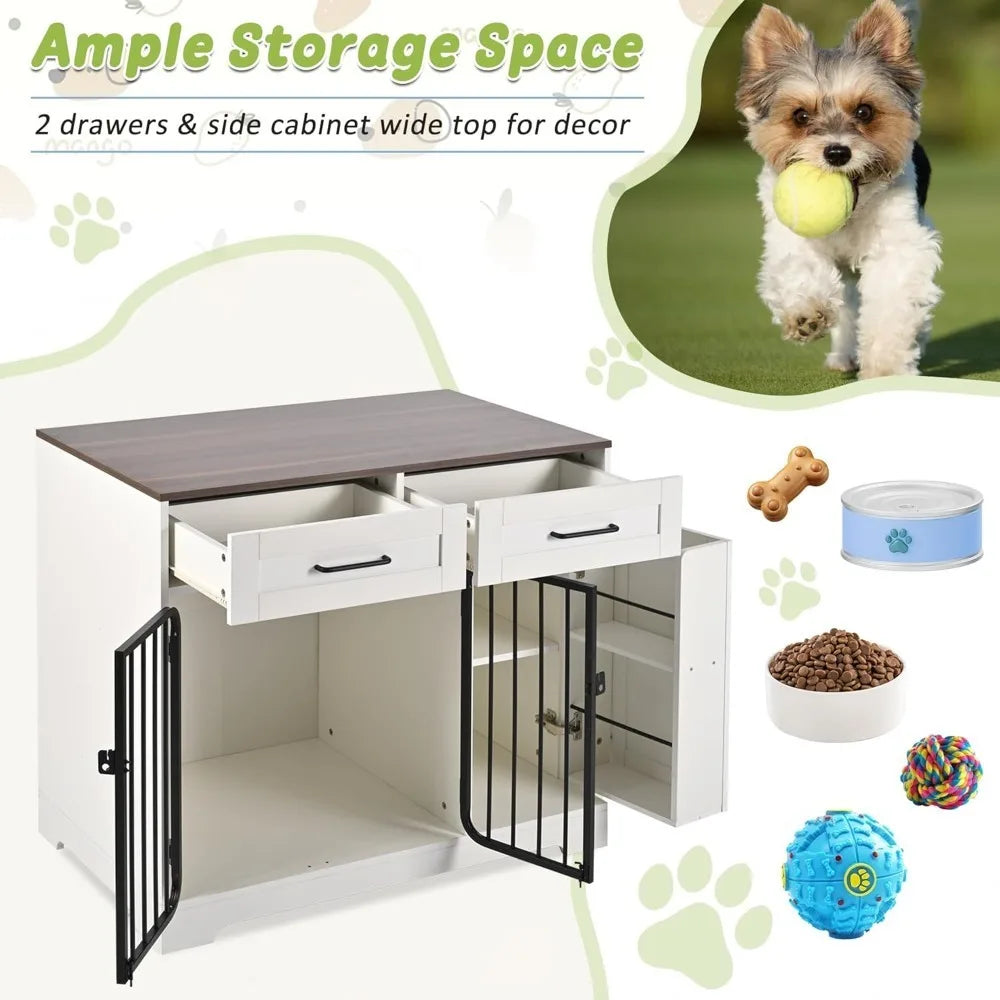 Hign-concerned Dog Crate Furniture Kennel With Storage