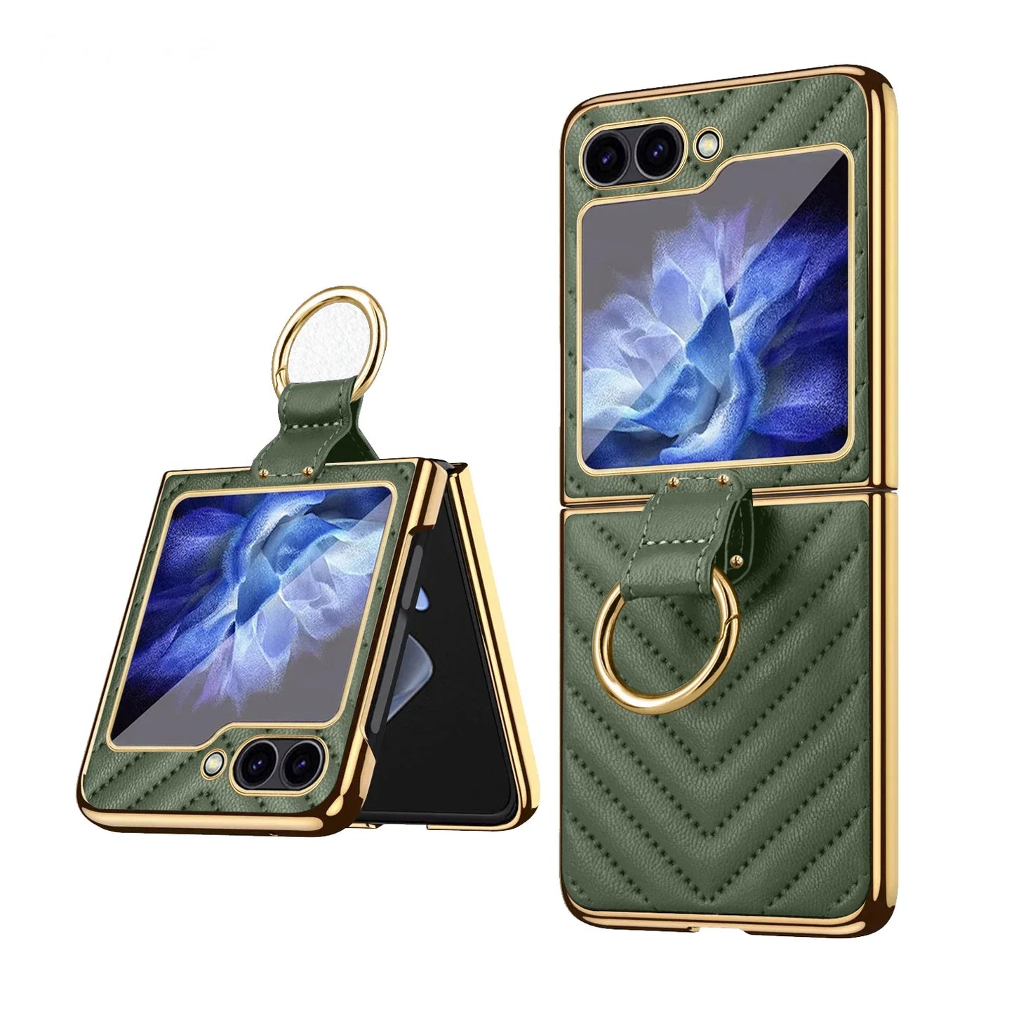 Samsung Galaxy Z Flip Ring Holder Kickstand Leather Case