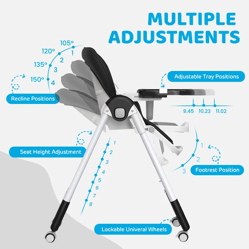 Sejoy Foldable High Chair for Infants and Toddlers Portable
