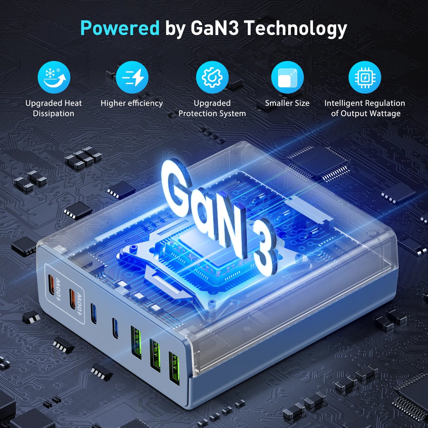 Iseyyox 7 Port USB C Charger 300W PPS PD Laptop Hub