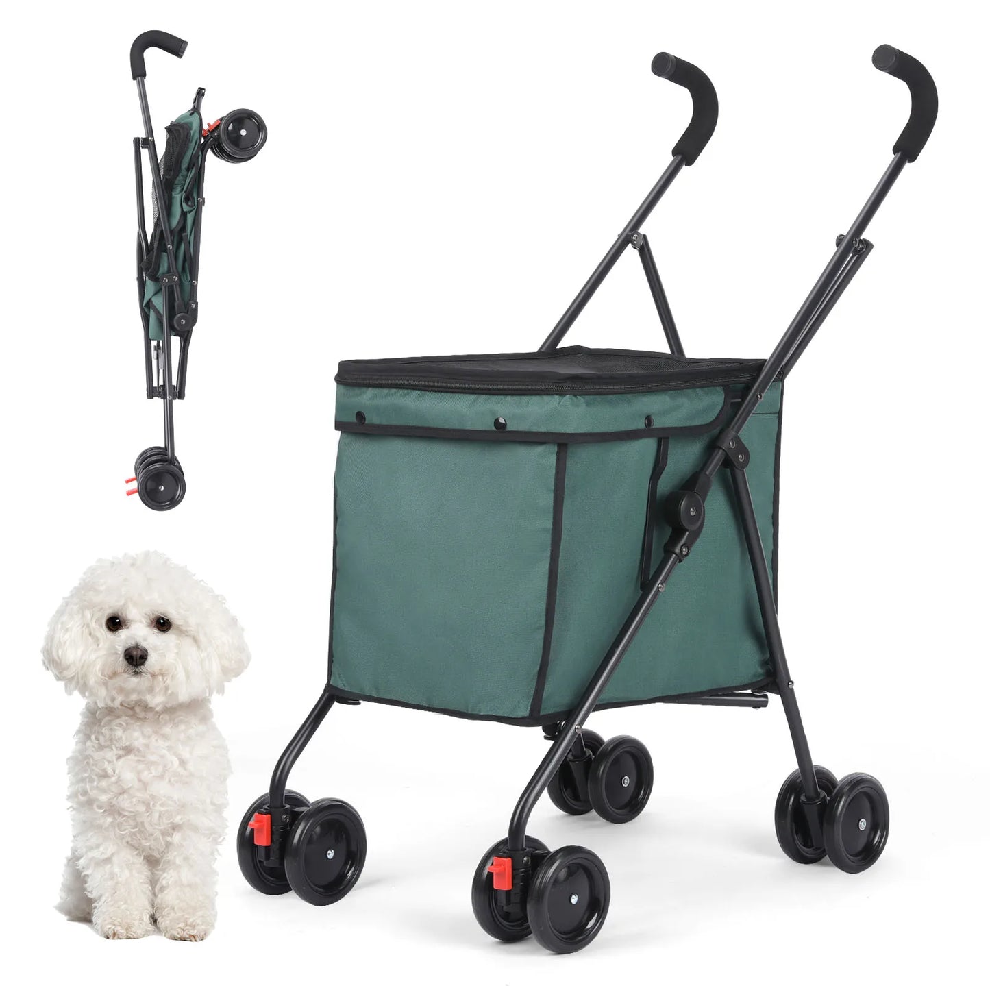 Wedyvko Shopping Trolley Dog Stroller 33lbs Four Wheel Cart