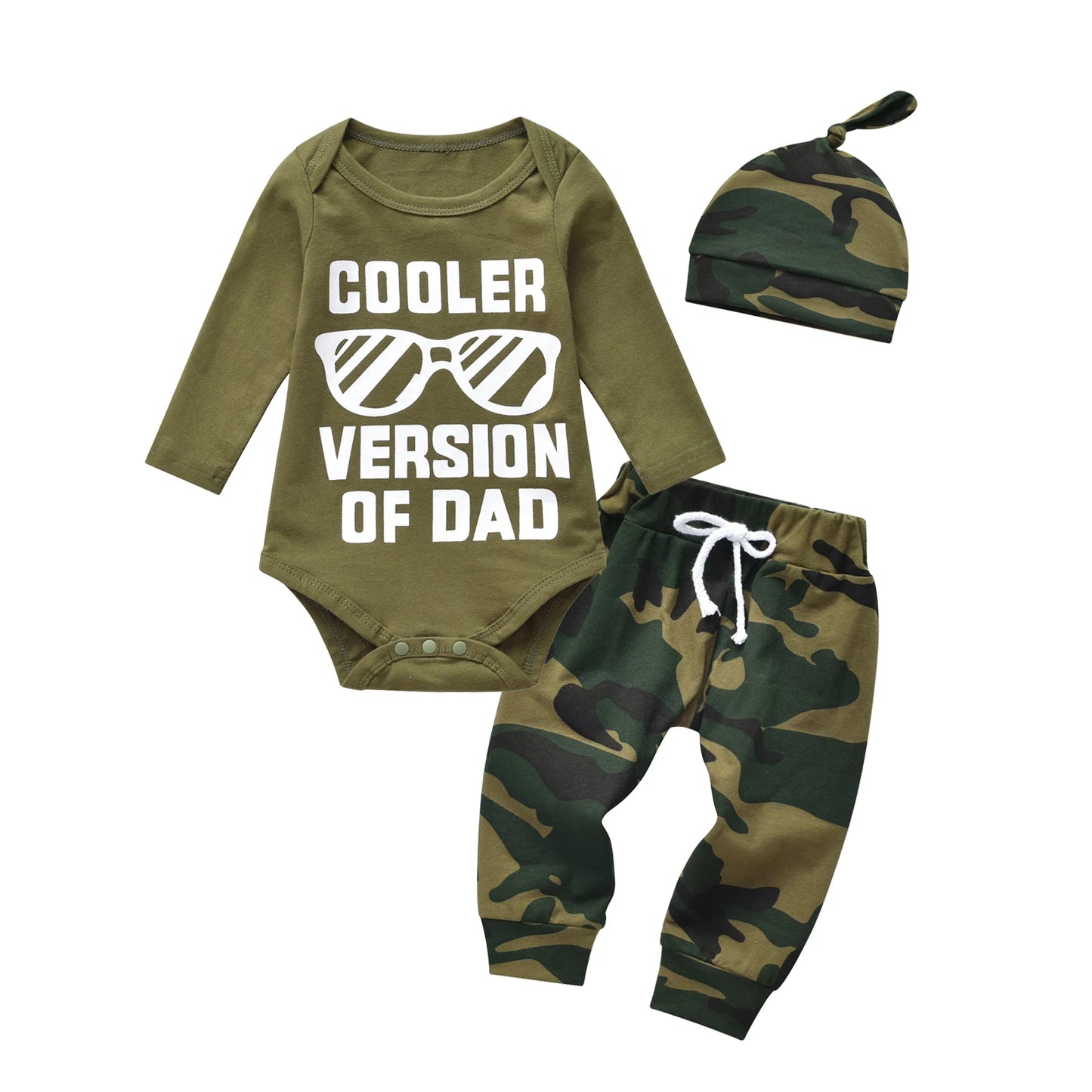 Newborn Baby Boy 3-Piece Bodysuit Set Letter Print Pants Hat