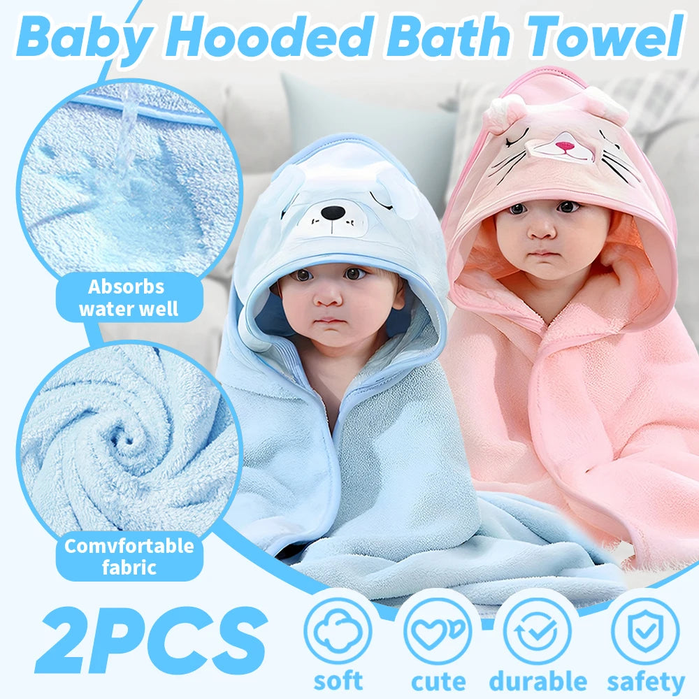 Soft Hooded Baby Towels for Newborns and Toddlers Cartoon Pattern
