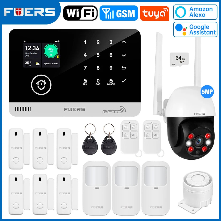 Fuers Home Alarm System With WiFi GSM Door Motion Sensor