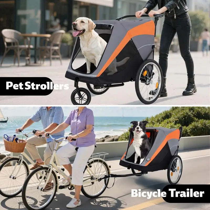 2 In 1 Pet Trailer And Stroller With Detachable Hitch