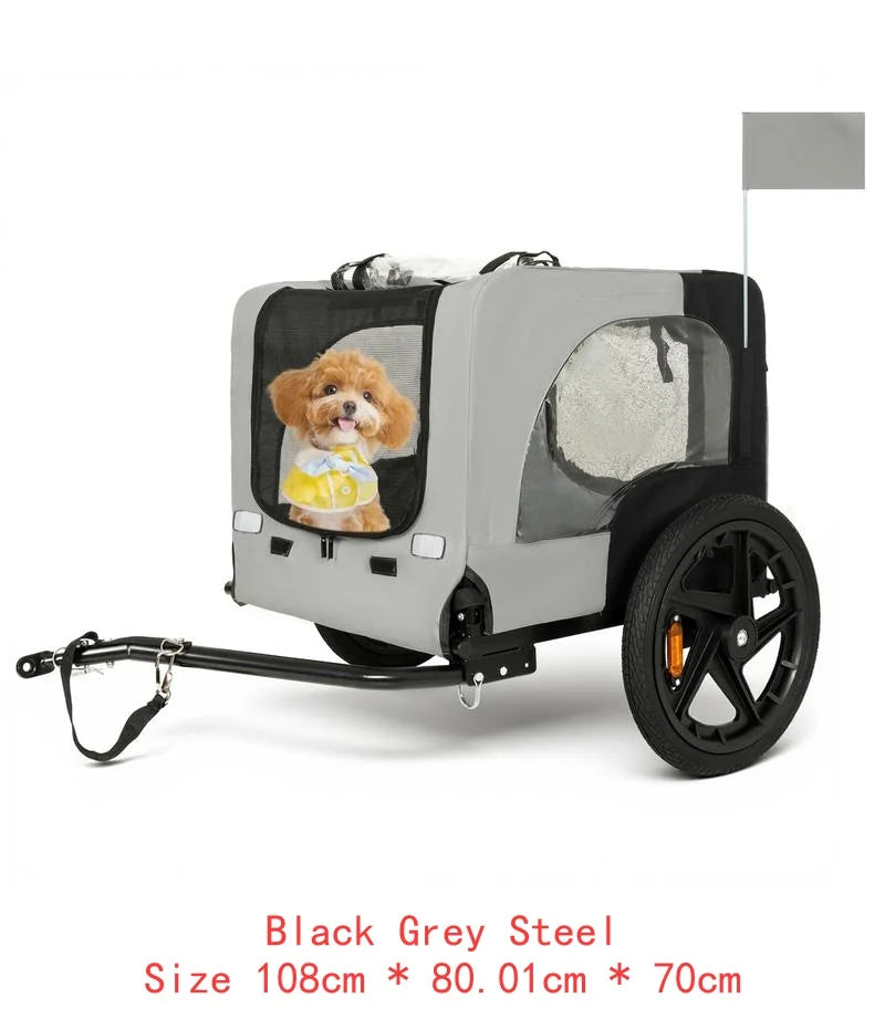 Heavy Duty Collapsible Pet Bike Trailer With All Terrain Wheels