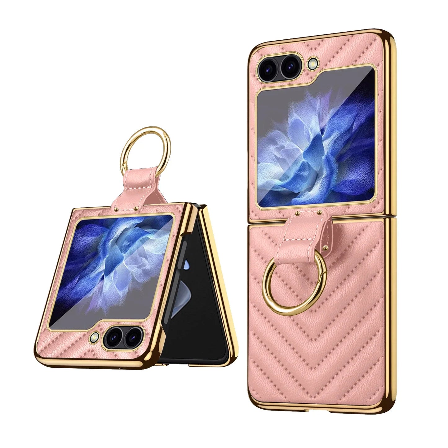Samsung Galaxy Z Flip Ring Holder Kickstand Leather Case