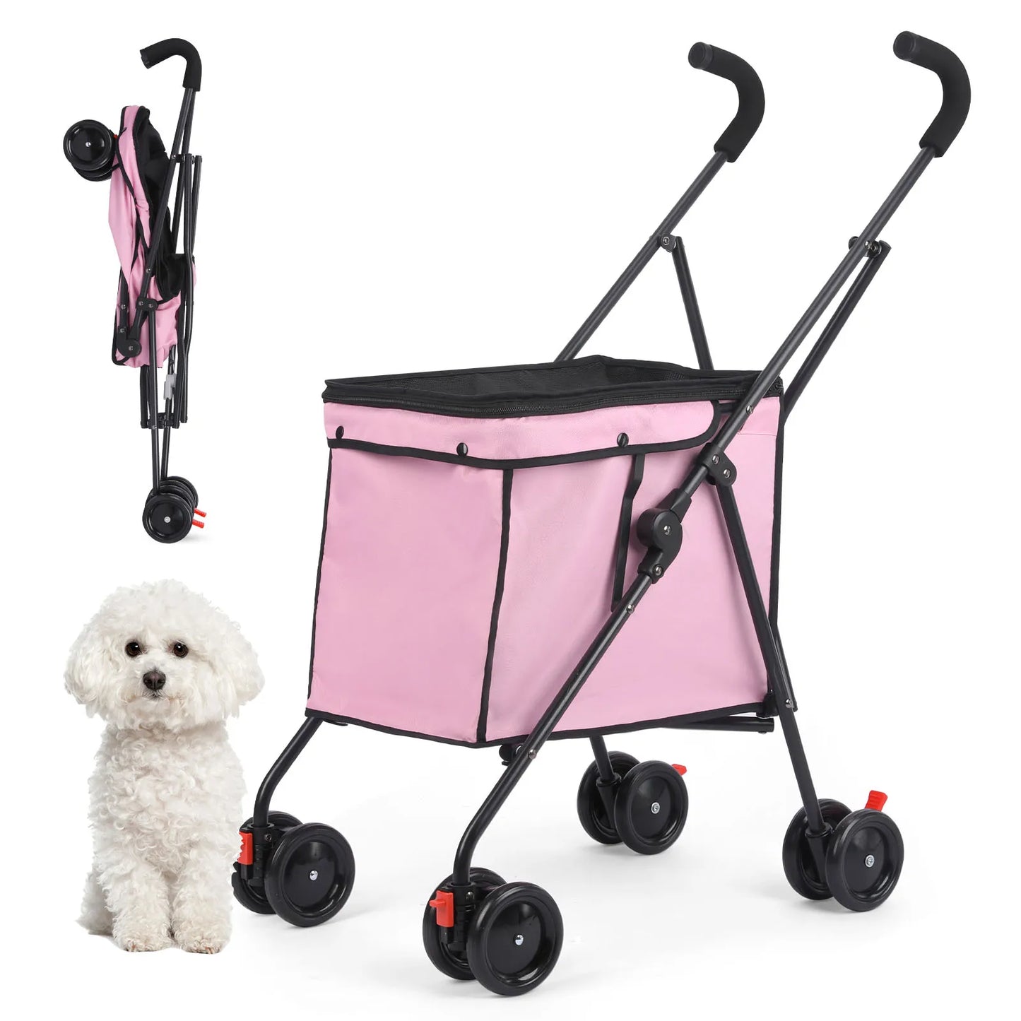 Wedyvko Shopping Trolley Dog Stroller 33lbs Four Wheel Cart
