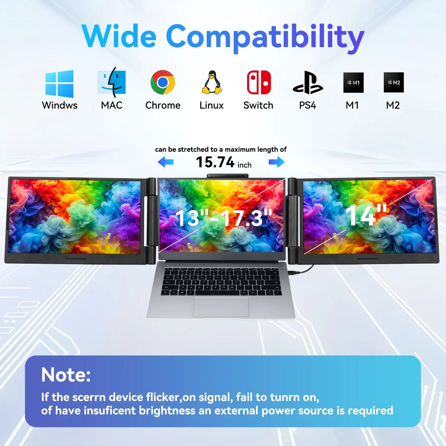 URAOD Dual Portable Monitors 1080P IPS HDMI DP Windows Mac Android