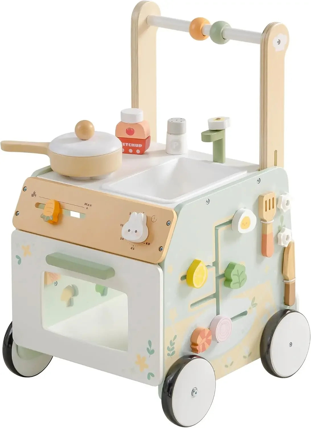 Robud Adjustable Height Wooden Baby Walker Push Toy Montessori Learning