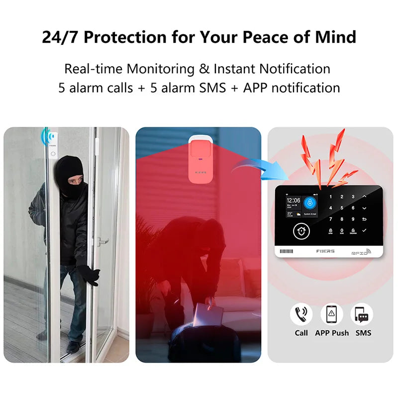 Fuers Home Alarm System WiFi GSM With Door Window Sensor