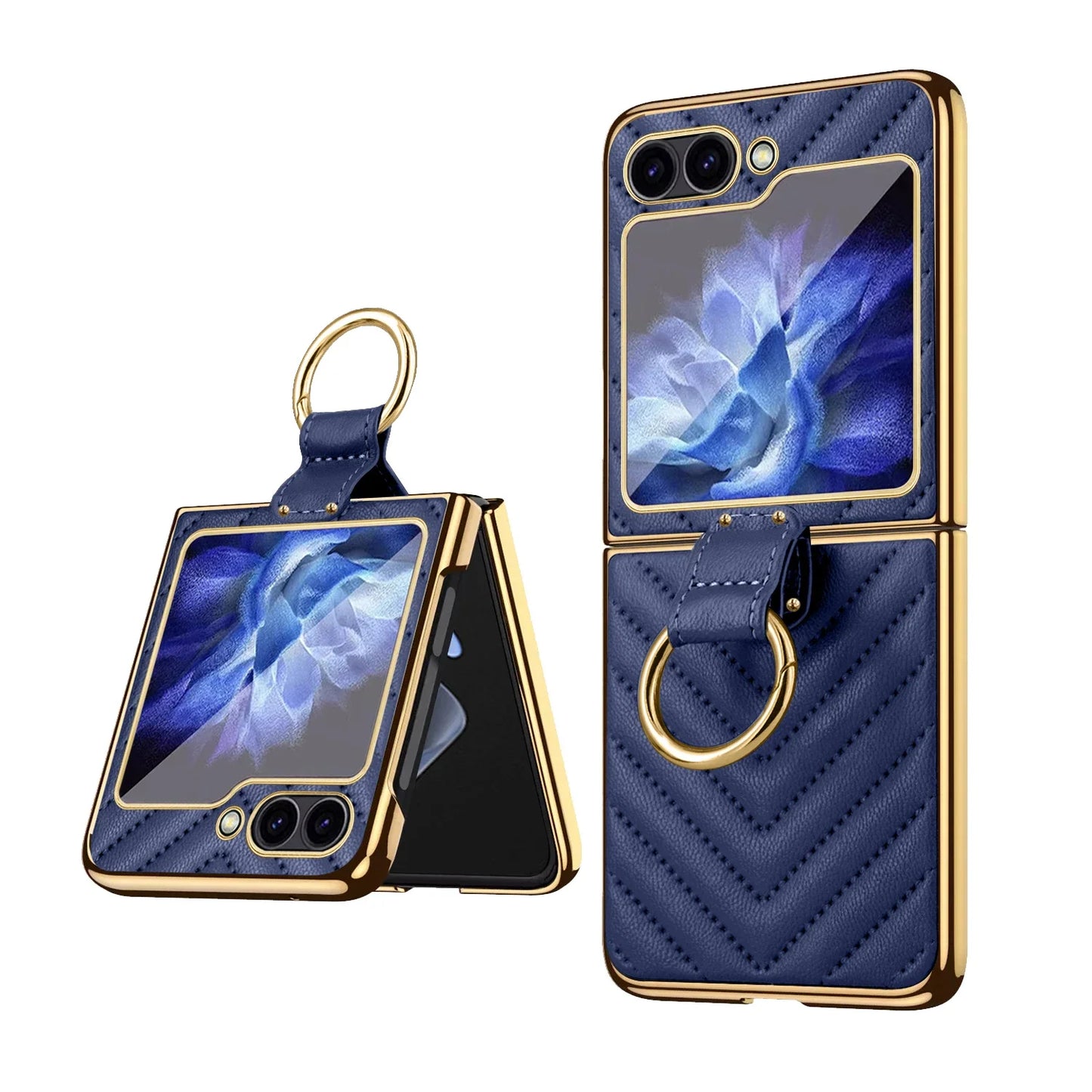 Samsung Galaxy Z Flip Ring Holder Kickstand Leather Case