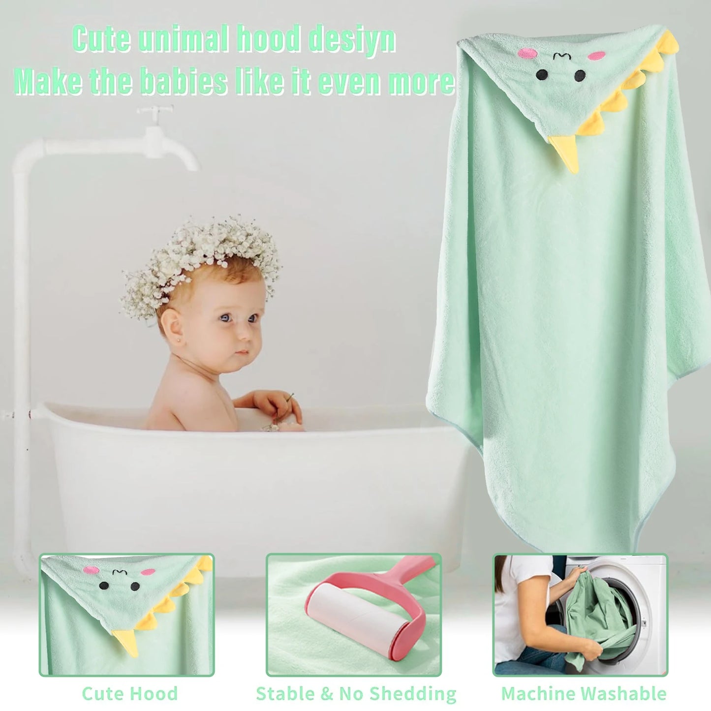 Soft Hooded Baby Towels for Newborns and Toddlers Cartoon Pattern