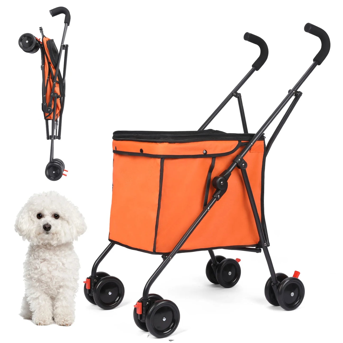 Wedyvko Shopping Trolley Dog Stroller 33lbs Four Wheel Cart