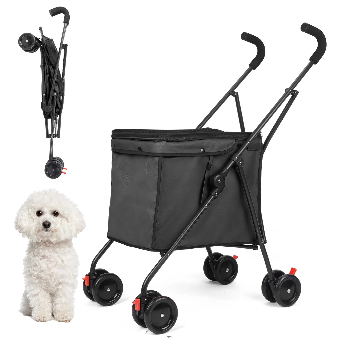 Wedyvko Shopping Trolley Dog Stroller 33lbs Four Wheel Cart
