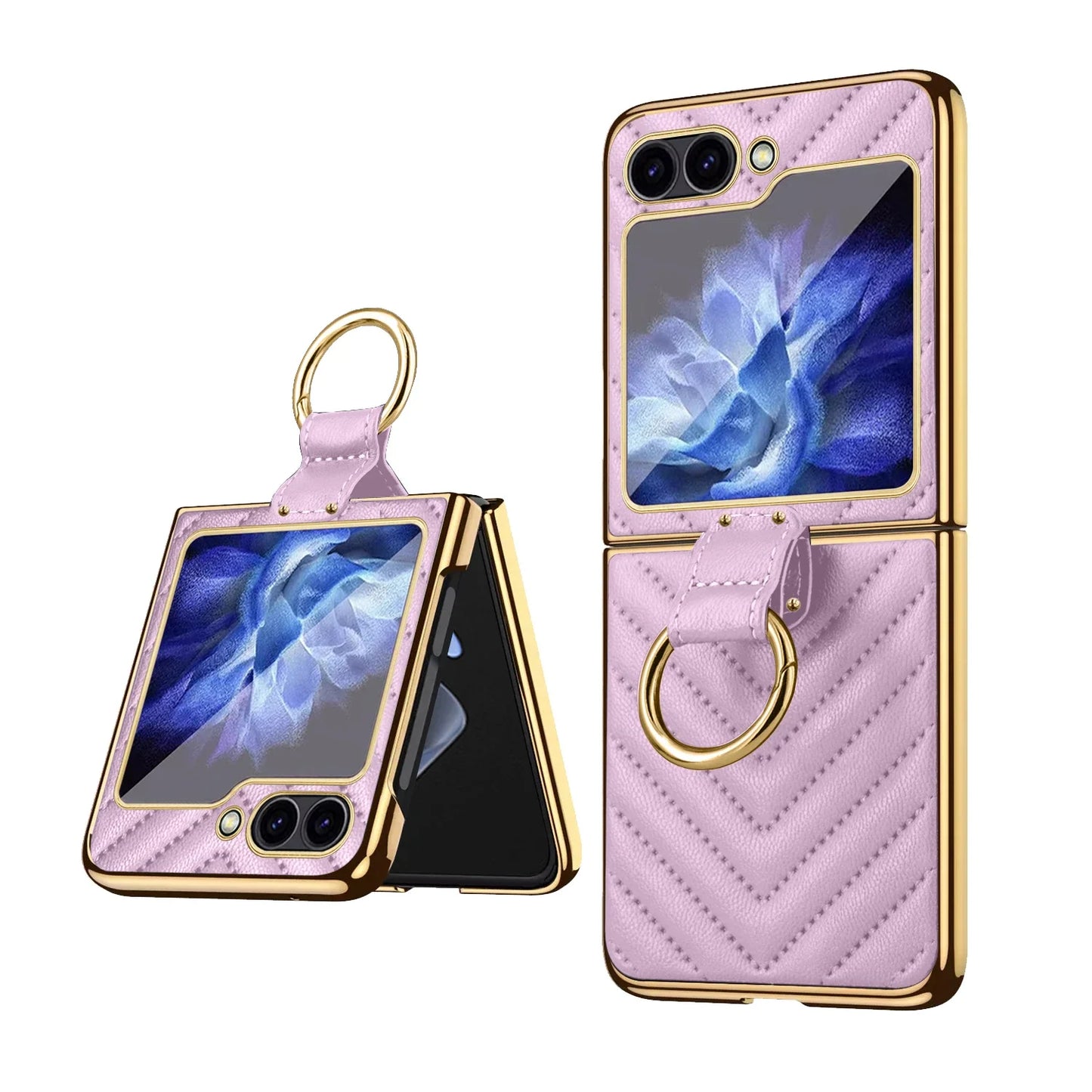 Samsung Galaxy Z Flip Ring Holder Kickstand Leather Case