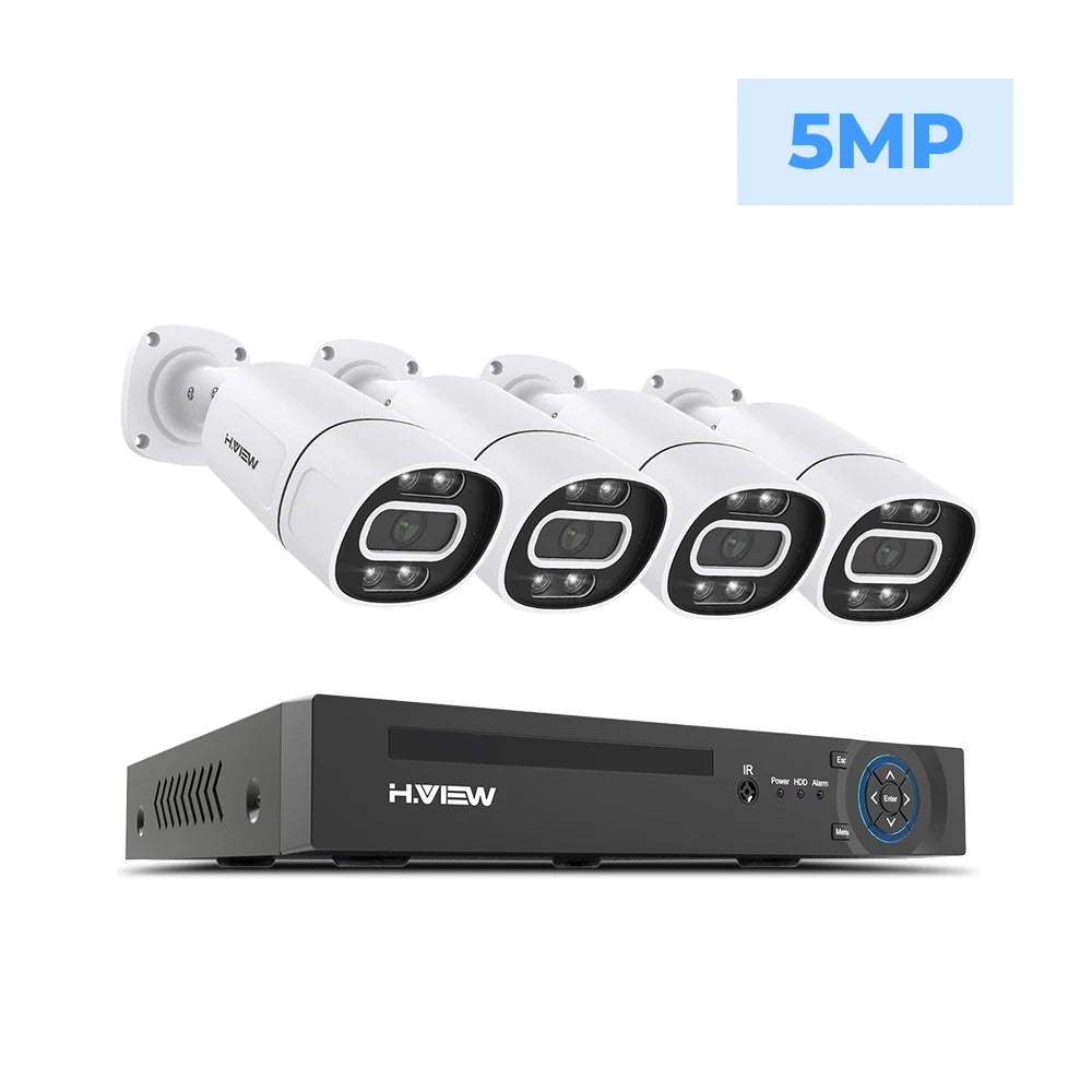 H.VIEW 4K 5MP 8MP PoE CCTV Security Camera System Kit